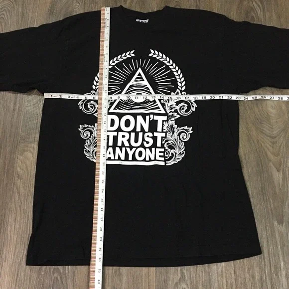 Pro Cali Men Black Tee Don't Trust Anyone Illuminati Eye Shirt Cotton 2XL Tall - Picture 4 of 8